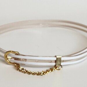 UNIQUE Century CANADA Women's Belt Size 28.5-32.5" SKINNY PVC and White Stripe